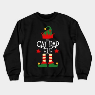 Cat Dad Elf Matching Family Group Christmas Party Pajamas Crewneck Sweatshirt